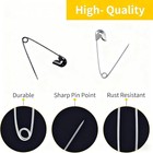 210 Pcs 4 Different Sizes Silver And Black Safety Pins Assorted  Small And Large