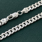 925 Sterling Silver 7mm Cuban Link Chain Necklace Men Women Fine Jewelry