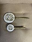 Antique Vintage Metal Floral Design Gold Vanity Mirror And Hair Brush Set 5th Av
