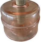 Vintage Pink Depression Glass Butter Press Mold Cow Stamp Wooden Plunger Handle