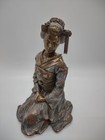 Japanese Geisha Kikuya With Kimono Statue Bronze Powder