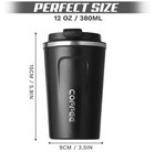 Leak-proof 12oz Vacuum Insulated Travel Mug  Stainless Steel Tumbler  Black