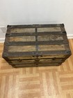 Vintage Wood Steamer Trunk Chest Coffee Table Storage Box Antique Old Loft Decor
