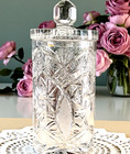 Vtg Pinwheel Pineapple Crystal Biscuit Candy Jar Starburst W lid 12   read  6 Lb