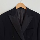 Eidos Napoli Mens Black Wool Mohair Double Breasted Tuxedo Blazer Size 50r