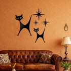 5 Piece Metal Mid Century Modern Atomic Cat Wall Decor Vintage Black Cartoon Ato