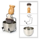 3 In 1 Men Shaving Brush Set Wooden Handle Shaving Brushes Stand Holder Mug Bowl
