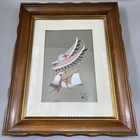 E Joshua Jr Original Hand Painted Watercolor Native American Art Framed