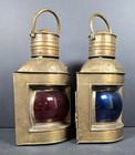 Port   Starboard Lanterns  Antique Brass Finish  Nautical Oil Lamps  Ship Lights