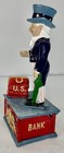 Vintage Cast Iron Mechanical Uncle Sam Coin Mechanical Bank 11  Works