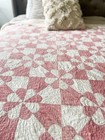 Vintage Handmade Heart And Gizzards Quilt Bubble Gum Pink 1900s  76   x76   