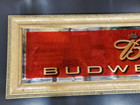 Vintage 2002 Budweiser Long Rectangular Beveled Glass Bar Mirror With Gold Frame