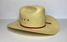 Vintage John B  Stetson Shantung Cowboy Hat 5x Western Rodeo Red Belt Feather 