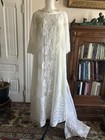 Vintage 1960s Bridal Gown W cape Lace Wedding Dress Handmade Chiffon Overlay Xs