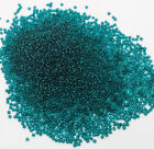 Vintage Antique Czech Glass 11 0 Seed Beads Transparent Teal Green 20g Lot Loose