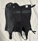 Dover Saddlery Black Leather Half Chaps With Side Zipper And Foot Strap Pair Xs