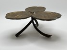 Unique Vintage Solid Brass Vase  Bowl  Candle  Plant Stand Leaf Design Footed