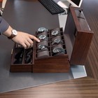 High End Watch Box For Men  12 Slot Wooden Watch Case With Drawer  Watch Disp   