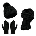 3pcs Set Winter Knit Beanie Hat Scarf Gloves Women Touchscreen Mitten Warm
