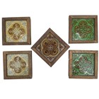 Lot 5 Plant Trays Retro Vintage 1970 s Boxed Ceramic Medallion Tiles Trivets 7x7