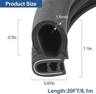 Door Weather Stripping 20ft Rubber Edge Trim Seal Strip Gasket Wit Color  20ft