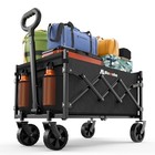 Folding Wagon Cart With Wheels  220lbs Utility Medium Without Tailgate Black