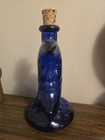 Vintage Crescent Moon Face Cherub Flashed Cobalt Blue Glass