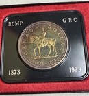 1973 Canada Rcmp Proof Silver Dollar  1 Rainbow Toned On Both Sides
