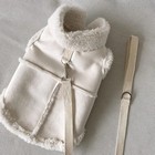Warm Dog Winter Vest Faux Suede Shearling Lined Coat Jacket With Leash