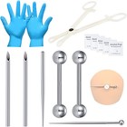 Professional Nipple   Body Piercing Kit  12g-18g Needles  Sterile Tools Included