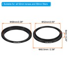 52mm-58mm Metal Step Up Ring  2 Pcs Camera Lens Filter Adapter Ring Black