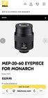 Nikon Mep 20-60 Zoom Eyepiece For Monarch Ed Spotting Scope With Original Box