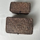 Seagrass Handwoven Storage Dark Brown Baskets Natural Lid Trinket Stacking Set