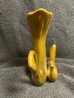 Vtg Rare Mcm Solid Brass Double Swan Bud Vase Sculpture Hollywood Regency