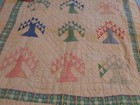 Antique Quilt 39x36 Hand Stitched Some Worn Places  Light Stains