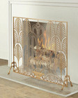 Italian Gold Art Deco Fireplace Screen Nouveau Style Fire Screen 35 h