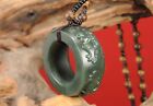 Certified 47 3g Chinese 100  Natural Green Jade Hand Carved Patron Saint Ring
