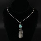 Vtg Sterling Silver - Navajo Turquoise Feather Dangle Pendant 20  Necklace - 11g