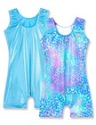Nymphperi Girls Gymnastics Leotards Size 7-8 Years  2pcs Blue   Leopard 