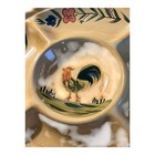 Hand Painted Rooster Divided Chip And Dip Serving Platter Stoneware 17 Inch