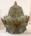 Large Vintage Thai nepal indonesian Brahma Four-faced Bronze Deity Head