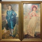 Vintage Large Blue Boy And Pinkie Framed Prints Pair Gold Frames 26 5   14 5 