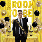 Bachelor Decorations For Men - Groom Sash  Balloons   Photo Props - Black   Gold