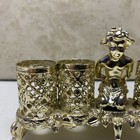 Vintage 1960s Hollywood Regency Style Metal Lipstick Tube Holder For Vanity  1