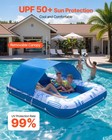 Vevor Inflatable Pool Float With Canopy 82  X 55  Tanning Pool Floating Lounger
