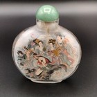 Vintage Chinese Inside Reverse Painted Glass Snuff Bottle Aventurine Stopper