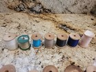 Lot Of 30 Vtg Wooden Sewing Thread Spools Various Sizes Brands Colors No Labels