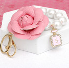 Rose Every Day  Pink Beautiful Camellia Keychain Bracelet