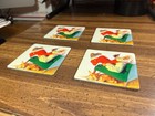 4-drink Coaster Set Vintage 2000 Santa Coca cola Cork-bottom 3 5 X 3 5 X 1 8 New