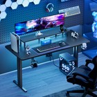 Gaming Desk With Led Lights   Monitor Stand  Computer Desk With Usb Port  Black